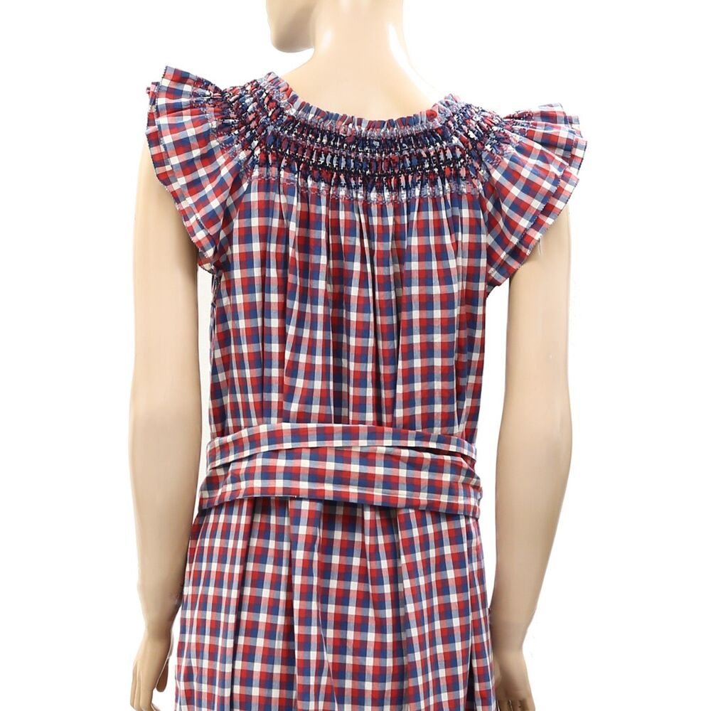 The Great The Holly Knoll Maxi Dress Smocked Plaid Printed Short Sleeve L 286111 - Picture 12 of 12